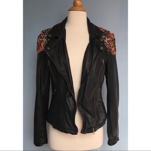Free people black leather moto jacket